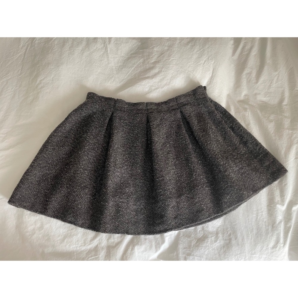 Pleated Mini Skirt Brown Cozy Marled Textured Tweed A-Line Brushed Wooly Size 8